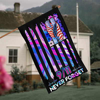 9/11 Never Forget American Hologram Outdoor House Flag - 9/11/2001 Memorial Home Garden Flag