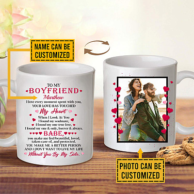 Alternative view of Personalized Photo Couples To My Boyfriend I Love Every Moment Spent with You Two Sided Ceramic Coffee Mug