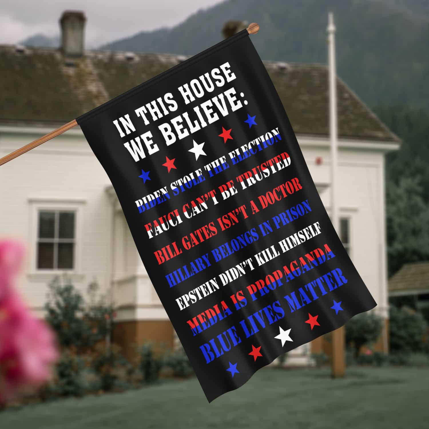 4KT. In This House Biden Stole Election 30x40 House Flag Mockup 4