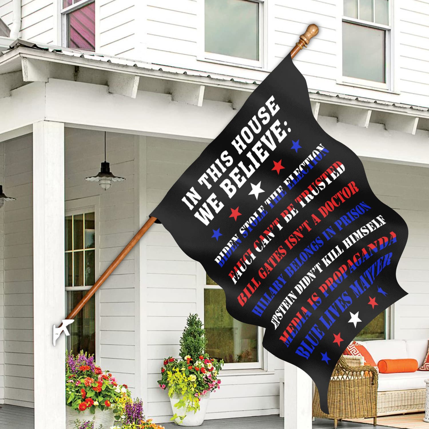4KT. In This House Biden Stole Election 30x40 House Flag Mockup 7