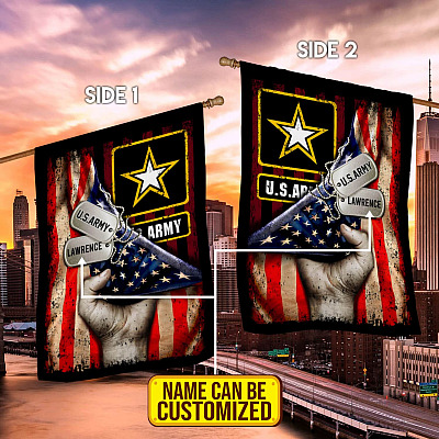 Personalized Name American Flag Army Veteran Decorative Garden Flag - Indoor Outdoor Flag - House Flag