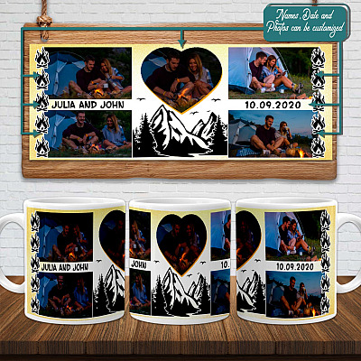 Alternative view of Personalized Camping Couple Double-Sided Ceramic Coffee Mug - Beer Stein - Water Bottle - Color Changing Mug