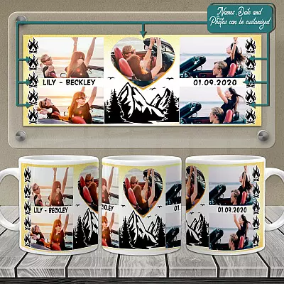 Personalized Camping Couple Double-Sided Ceramic Coffee Mug - Beer Stein - Water Bottle - Color Changing Mug