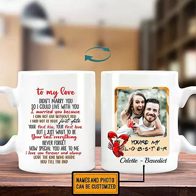 Personalized Photo You're My Lobster Double-Sided Ceramic Coffee Mug - Personalized Mug for Lover