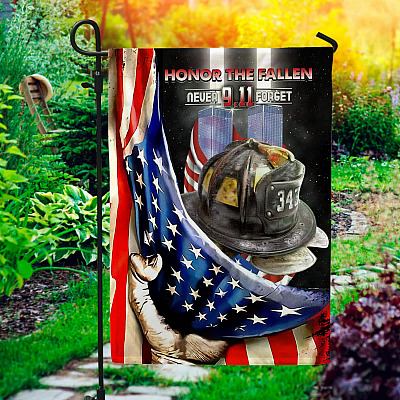 343 Firefighter Honor the Fallen Never Forget 911 Flag - 9/11 Memorial American Garden Flag
