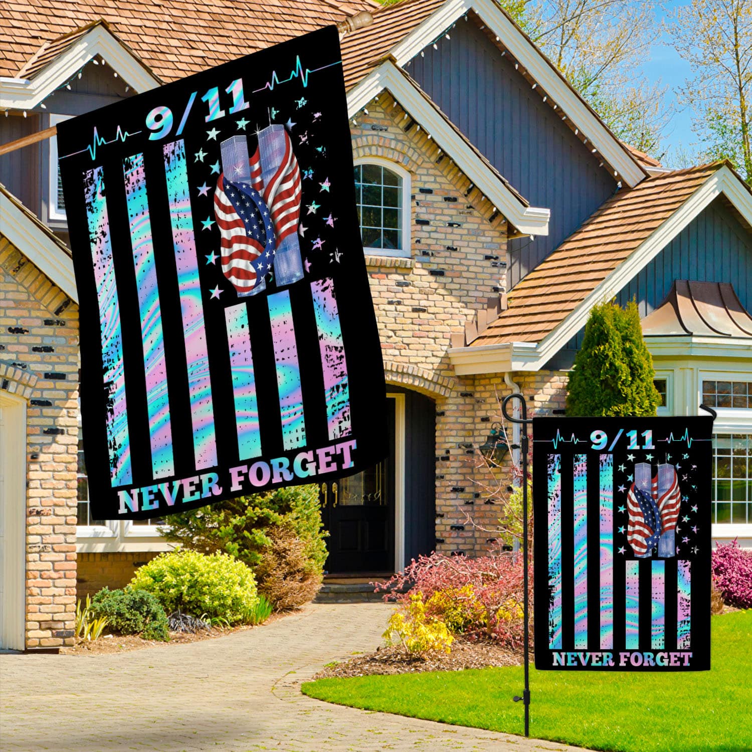 1O. 911 Never Forget-30x40 side1 Garden & House Mockup 3