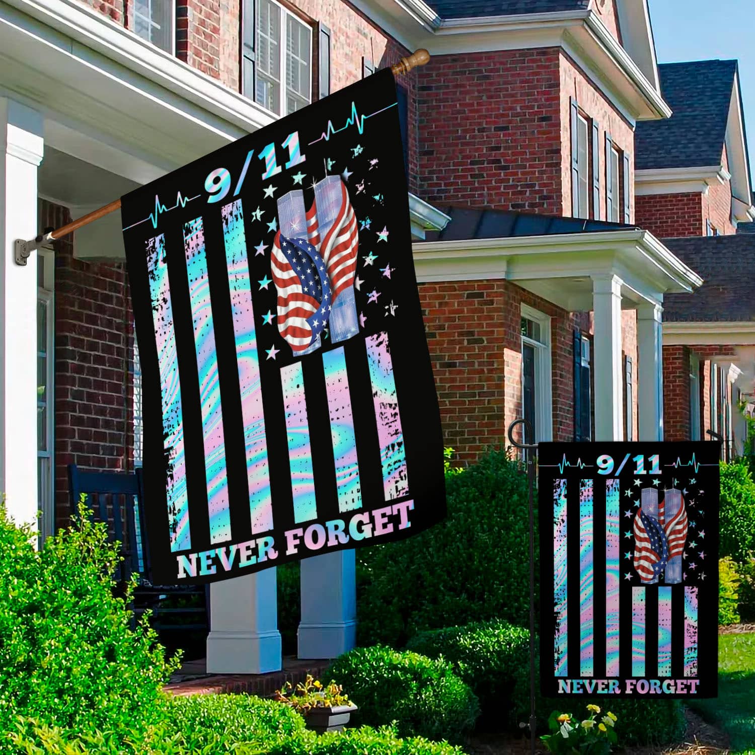 1O. 911 Never Forget-30x40 side1 Garden & House Mockup 2