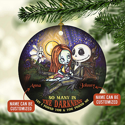 Alternative view of Personalized Name so Many in The Darkness yet I Found You Jack Skellington Decorative Christmas Ornament