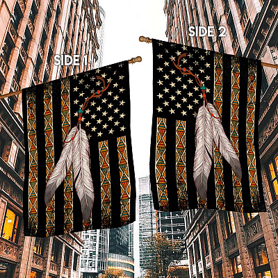 Alternative view of Native American Garden Flag - Native American Pattern House Flag - Wall Flag