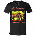 teacher, Black, V-Neck T-Shirt teacher, Black, V-Neck T-Shirt
