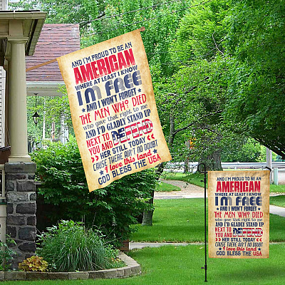Alternative view of I'm Proud To Be An American Where At Least I Know I'm Free Outdoor Garden Flag - House Flag