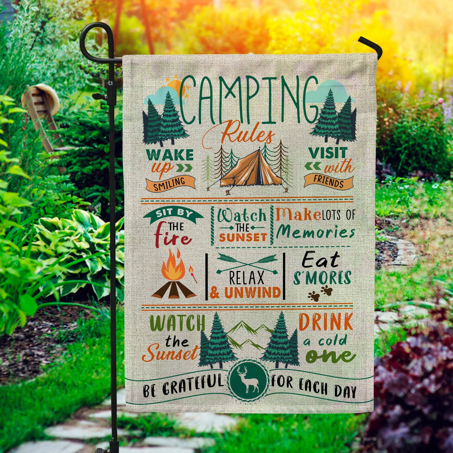 3MH. Flag Camping 30X40 Garden Flag Mockup 1