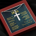 To My Man When You Wear This Cross Always Remember I Love You Artisan Crafted Cross Pendant Necklace