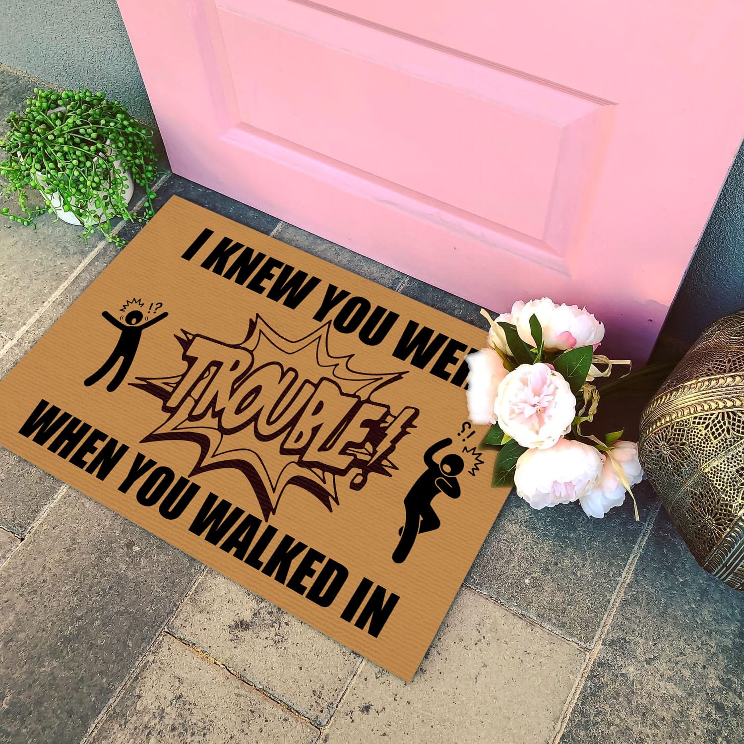 11Th. Trouble When You Walked In Doormat mockup 4