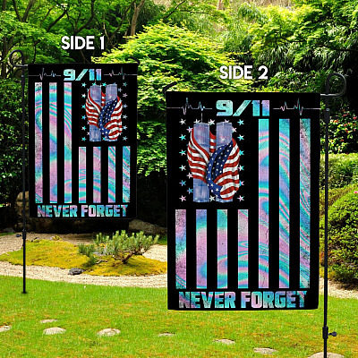 Alternative view of Patriot Day 9/11 Never Forget Twin Towers American Flag Garden Flag - 9/11 Memorial House Flag