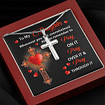 To My Daughter Whenever You Feel Overwhelmed Always Remember to Pray On It Cross Pendant Necklace