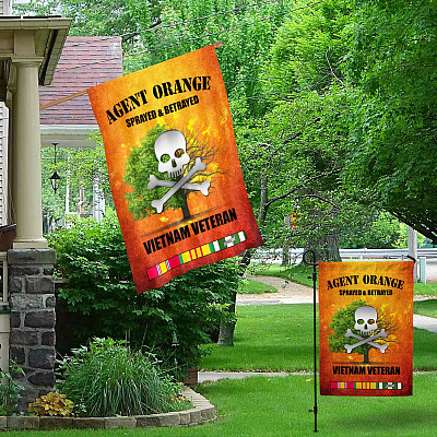 Alternative view of Agent Orange Sprayed and Betrayed Vietnam Veteran Decorative Garden Flag - Indoor Outdoor Flag - House Flag