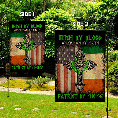 Alternative view of Irish By Blood American By Birth Patriot By Choice Garden Flag - Irish American Flag House Flag