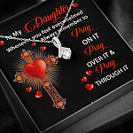 To My Daughter Whenever You Feel Overwhelmed Always Remember to Pray On It Alluring Pendant Necklace