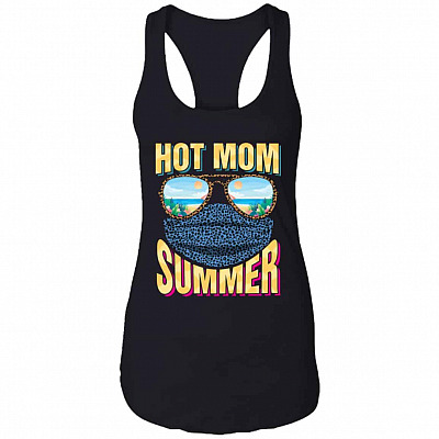 hot mom, Black, Ladies Racerback Tank