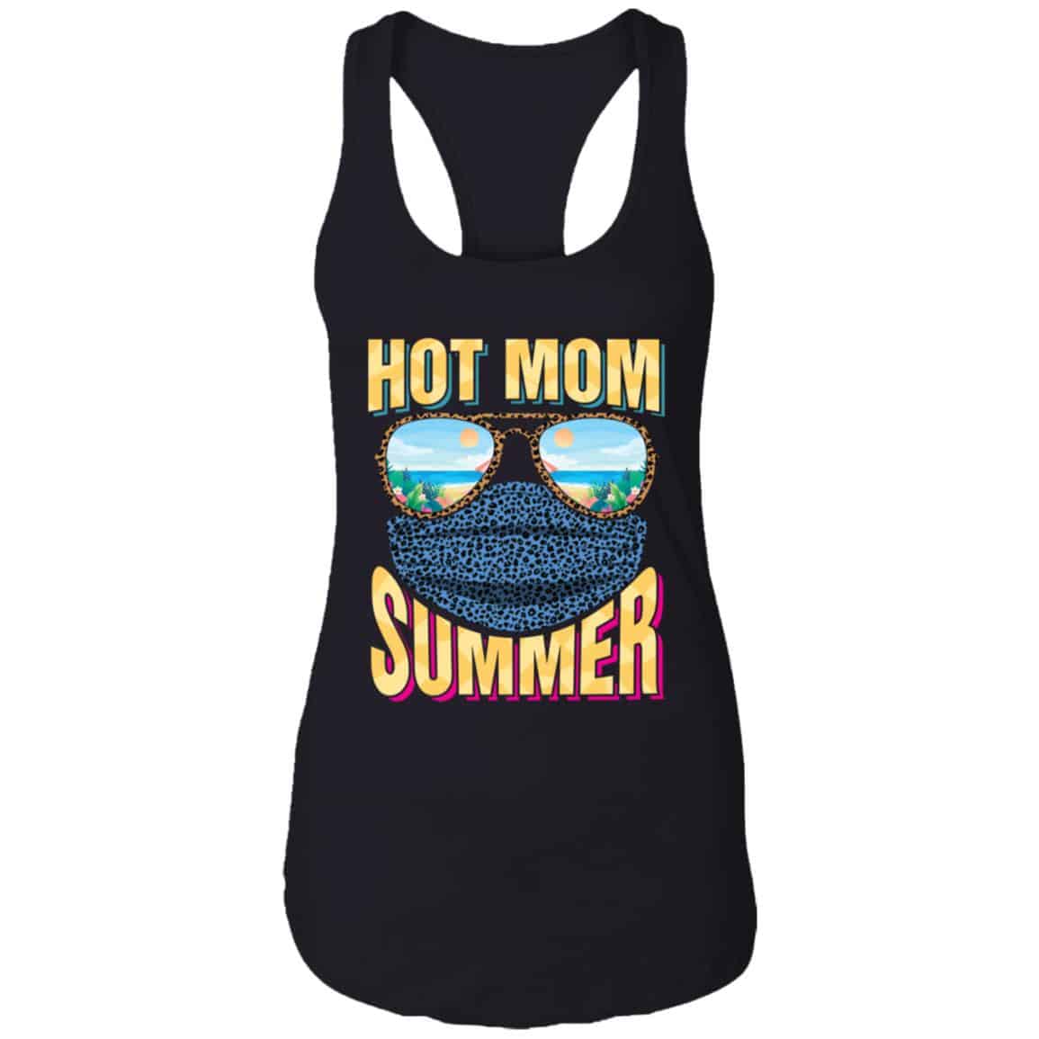 hot mom, Black, Ladies Racerback Tank