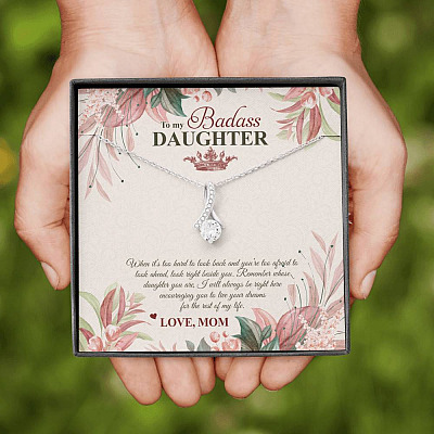 To My Badass Daughter Live Your Dream Alluring Beauty Necklace - Crown Daughter Necklace From Mom