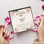 To My Badass Daughter Live Your Dream Interlocking Hearts Pendant Necklace - Crown Daughter Necklace From Mom