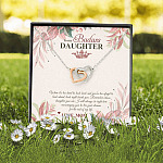 To My Badass Daughter Live Your Dream Interlocking Hearts Pendant Necklace - Crown Daughter Necklace From Mom