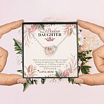 To My Badass Daughter Live Your Dream Interlocking Hearts Pendant Necklace - Crown Daughter Necklace From Mom