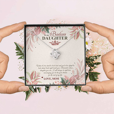 To My Badass Daughter Live Your Dream Love Knot Necklace - Crown Daughter Necklace From Mom