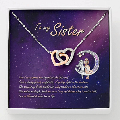 To My Sister How Can I Express How Important She Is To Me BFF Bestie Interlocking Hearts Pendant Necklace - Interlocking Hearts Necklace