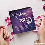 To My Sister How Can I Express How Important She Is To Me BFF Bestie Interlocking Hearts Pendant Necklace