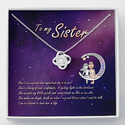 To My Sister How Can I Express How Important She Is To Me BFF Bestie Love Knot Pendant Necklace - Love Knot Necklace