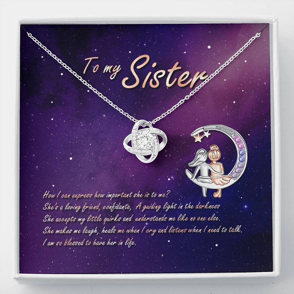 To My Sister How Can I Express How Important She Is To Me BFF Bestie Love Knot Pendant Necklace - Love Knot Necklace To My Sister How Can I Express How Important She Is To Me BFF Bestie Love Knot Pendant Necklace - Love Knot Necklace