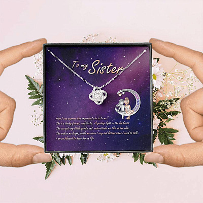 To My Sister How Can I Express How Important She Is To Me BFF Bestie Love Knot Pendant Necklace