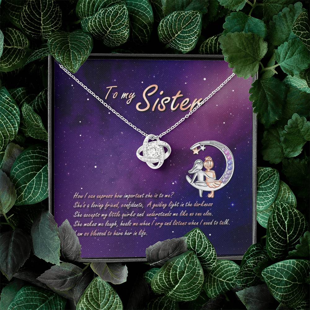 To My Sister How Can I Express How Important She Is To Me BFF Bestie Love Knot Pendant Necklace To My Sister How Can I Express How Important She Is To Me BFF Bestie Love Knot Pendant Necklace