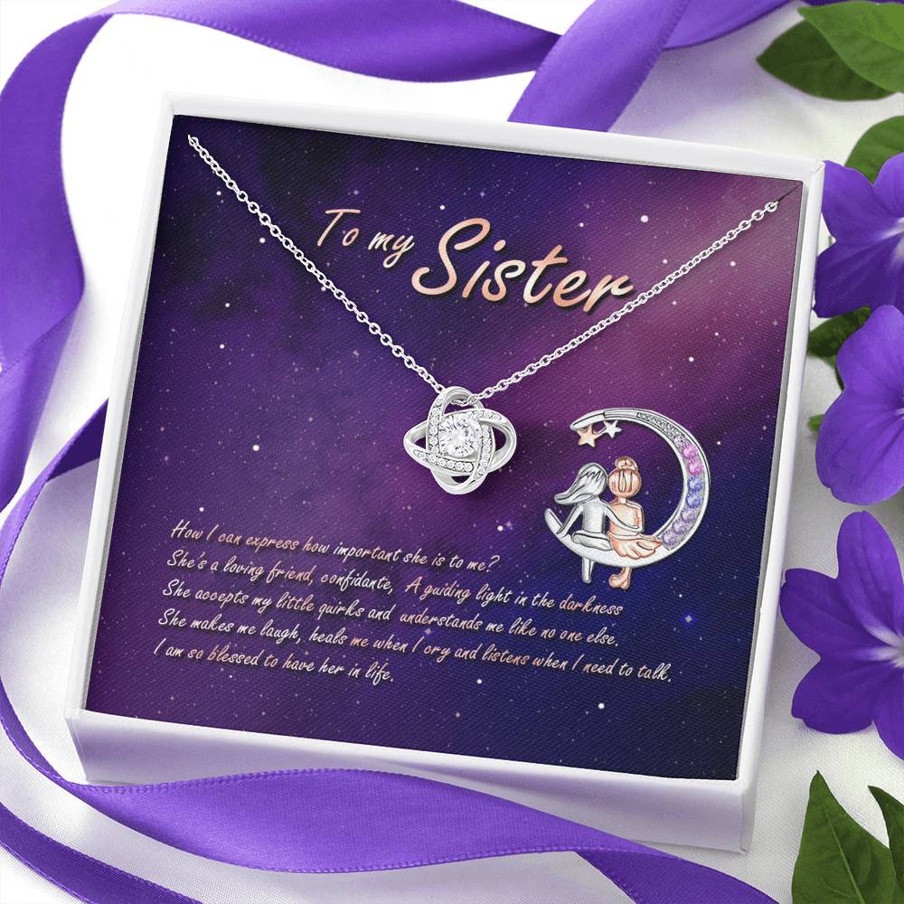 To My Sister How Can I Express How Important She Is To Me BFF Bestie Love Knot Pendant Necklace To My Sister How Can I Express How Important She Is To Me BFF Bestie Love Knot Pendant Necklace
