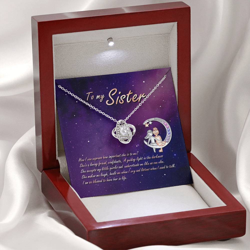 To My Sister How Can I Express How Important She Is To Me BFF Bestie Love Knot Pendant Necklace To My Sister How Can I Express How Important She Is To Me BFF Bestie Love Knot Pendant Necklace