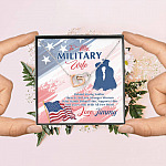 Personalized Name To My Military Wife Behind Every Strong Soldier Interlocking Hearts Pendant Necklace