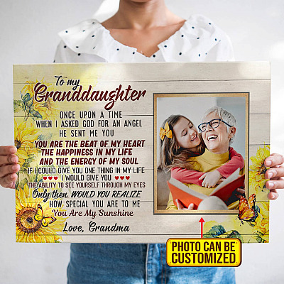 Alternative view of Personalized Granddaughter Photo To My Granddaughter Once Upon A Time When I Asked God For An Angel Canvas