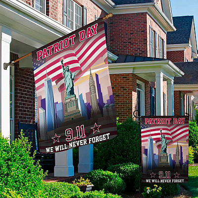Alternative view of Patriot Day 9 11 We Will Never Forget Garden Flag - 9/11 Memorial House Flag - Wall Flag
