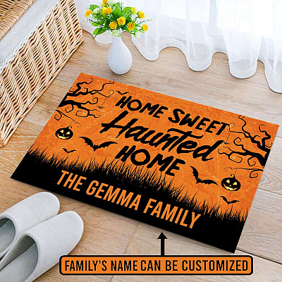 Alternative view of Personalized Halloween Decorations House Home Sweet Haunted Home Entrance Indoor Outdoor Decorative Doormat