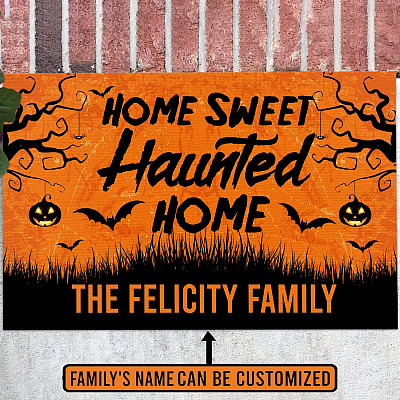 Personalized Halloween Decorations House Home Sweet Haunted Home Entrance Indoor Outdoor Decorative Doormat