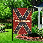 10VT. Welcome Confederate flag Garden Flag Mockup 2