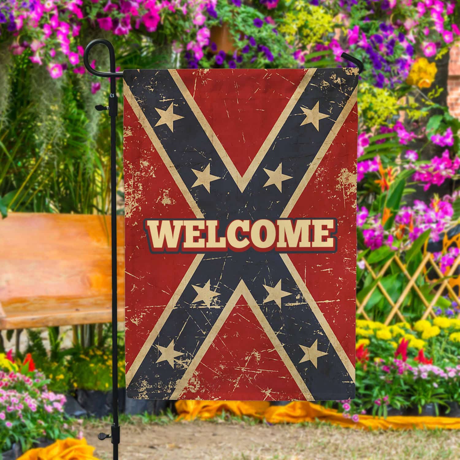 10VT. Welcome Confederate flag Garden Flag Mockup 4