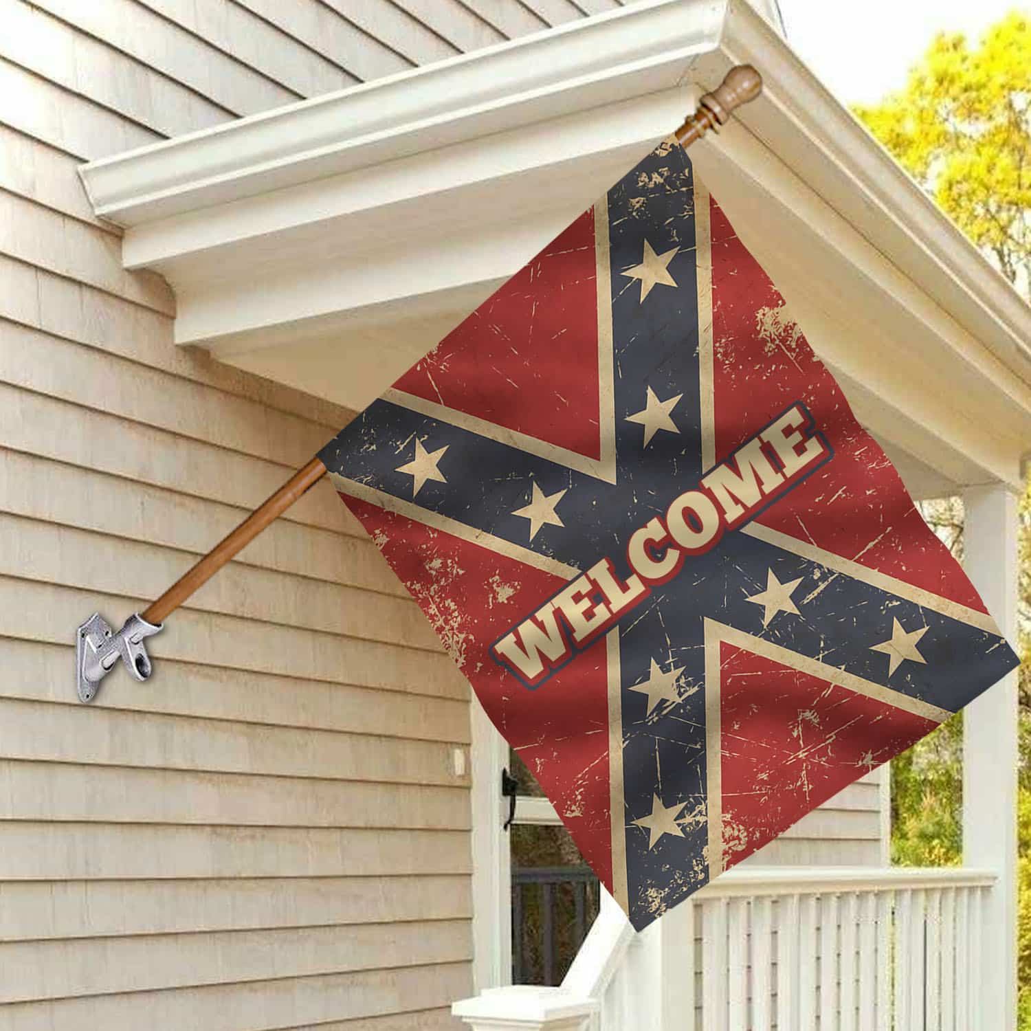 10VT. Welcome Confederate flag House Flag Mockup 2