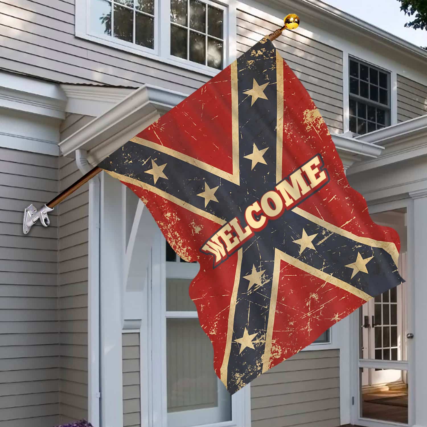 10VT. Welcome Confederate flag House Flag Mockup 6
