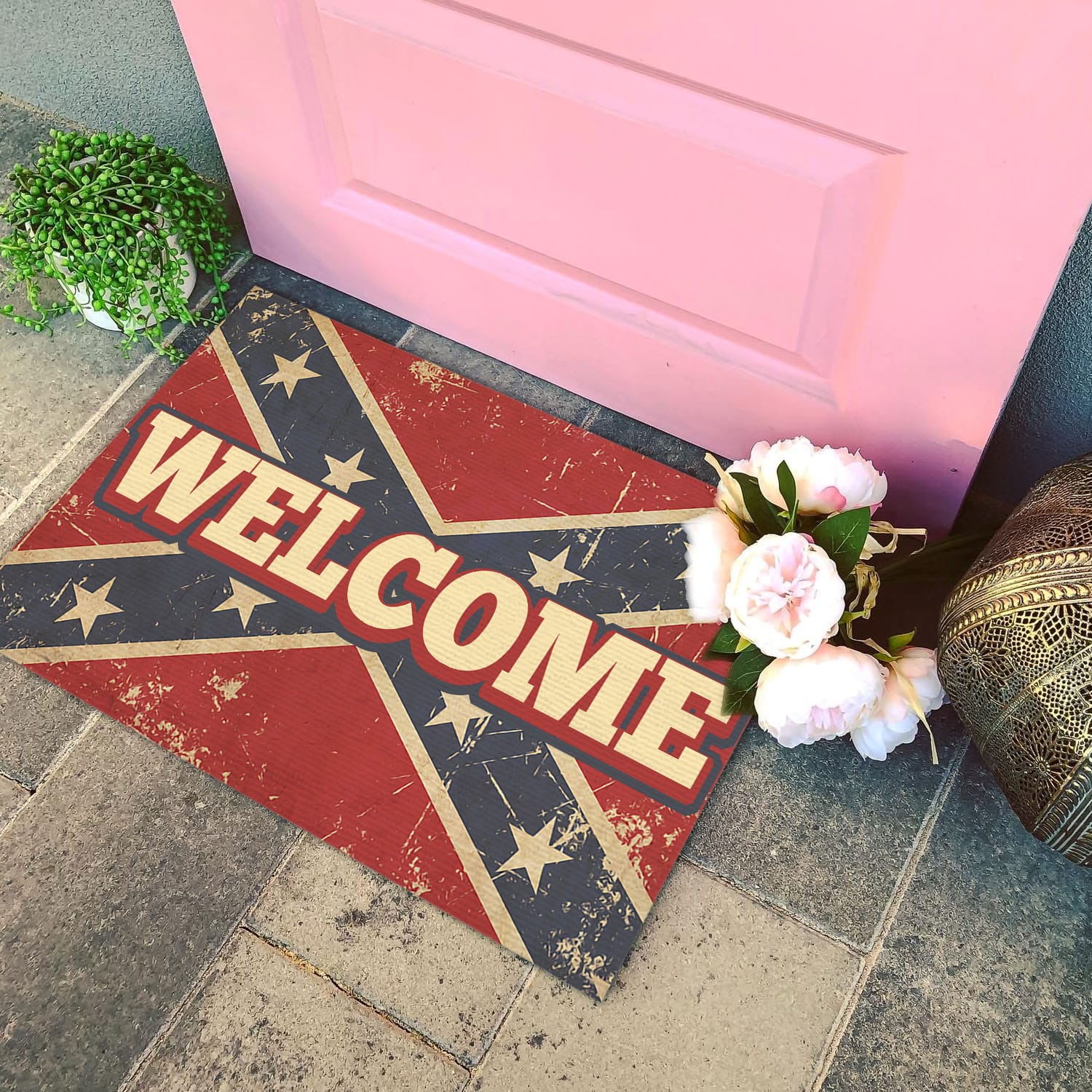 10VT. Welcome Confederate Doormat mockup 4