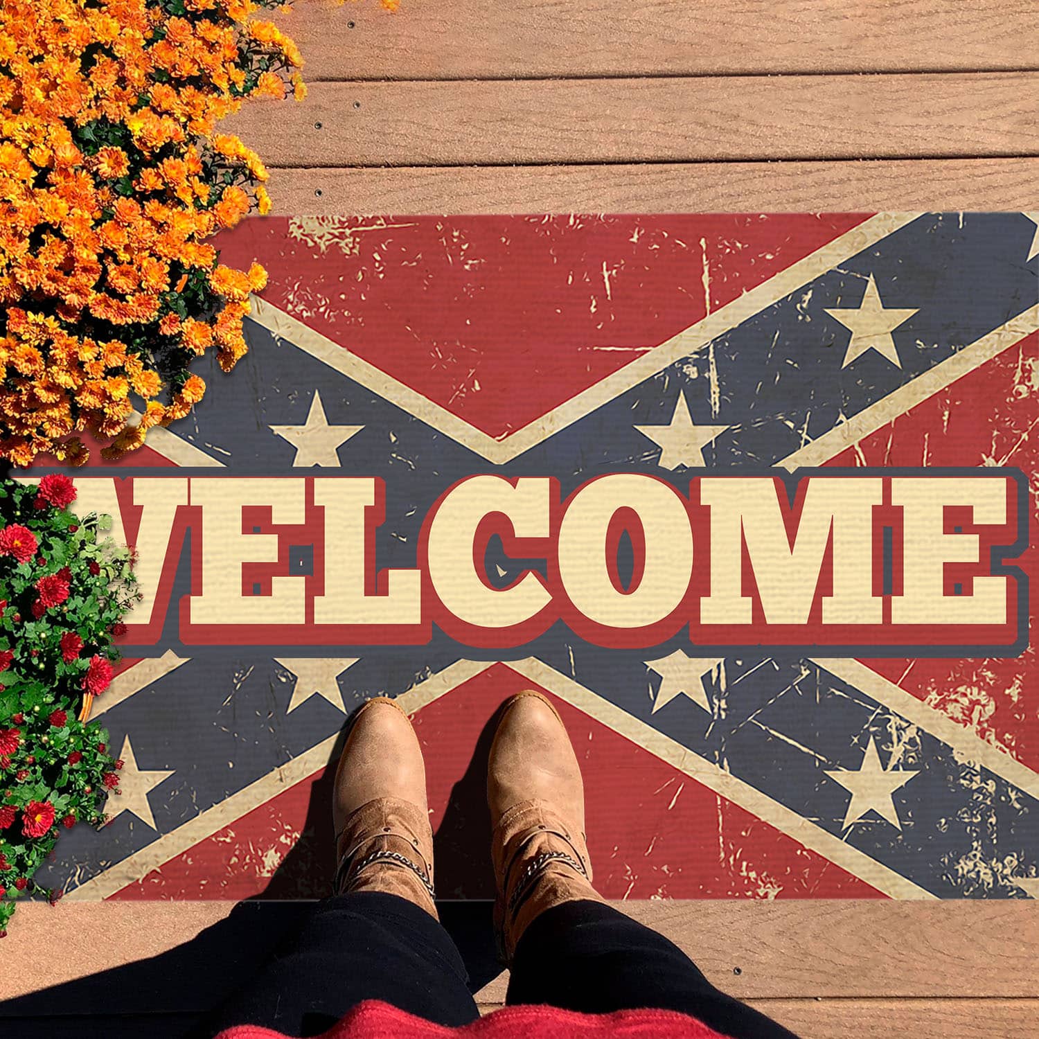 10VT. Welcome Confederate Doormat mockup 7