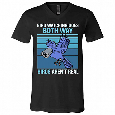 Birds Aren't Real Tshirt, Black, V-Neck T-Shirt